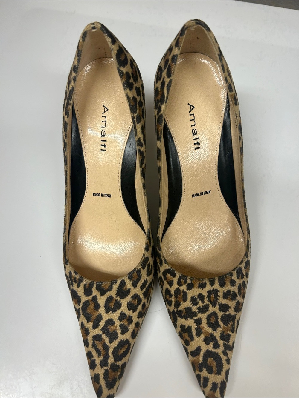Amalfi Leopard-Print Pointed Pumps in Tan and Black 8.5 N